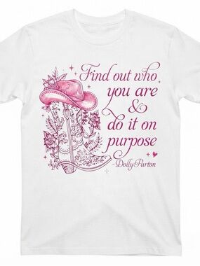 Gildan White Dolly Parton Pink Graphic Tee